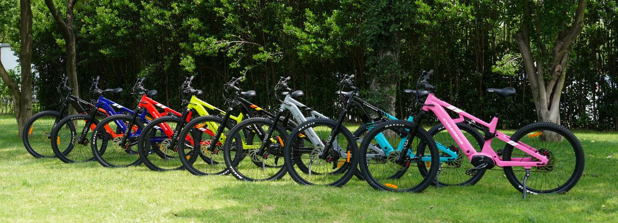 Cyberbike Model X, a high-tech offroad electric bike with advanced suspension and durable frame.